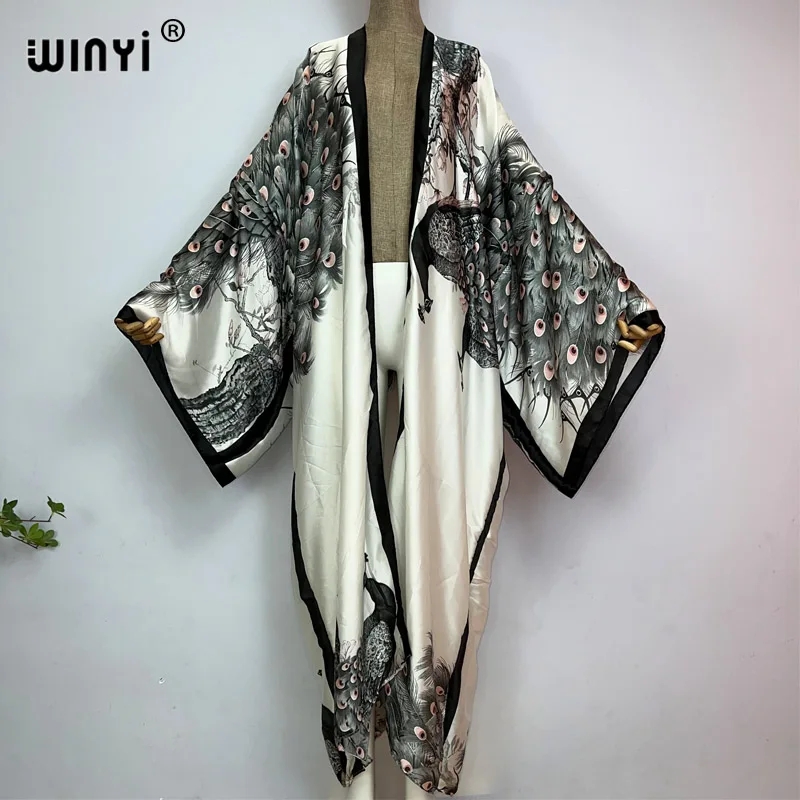 Young Women'S Formal Wear - WINYI Summer Classic peacock print kimono
