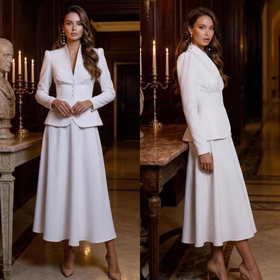 Women Formal Wear With Blazer - Elegant Two Piece Women Suit Set