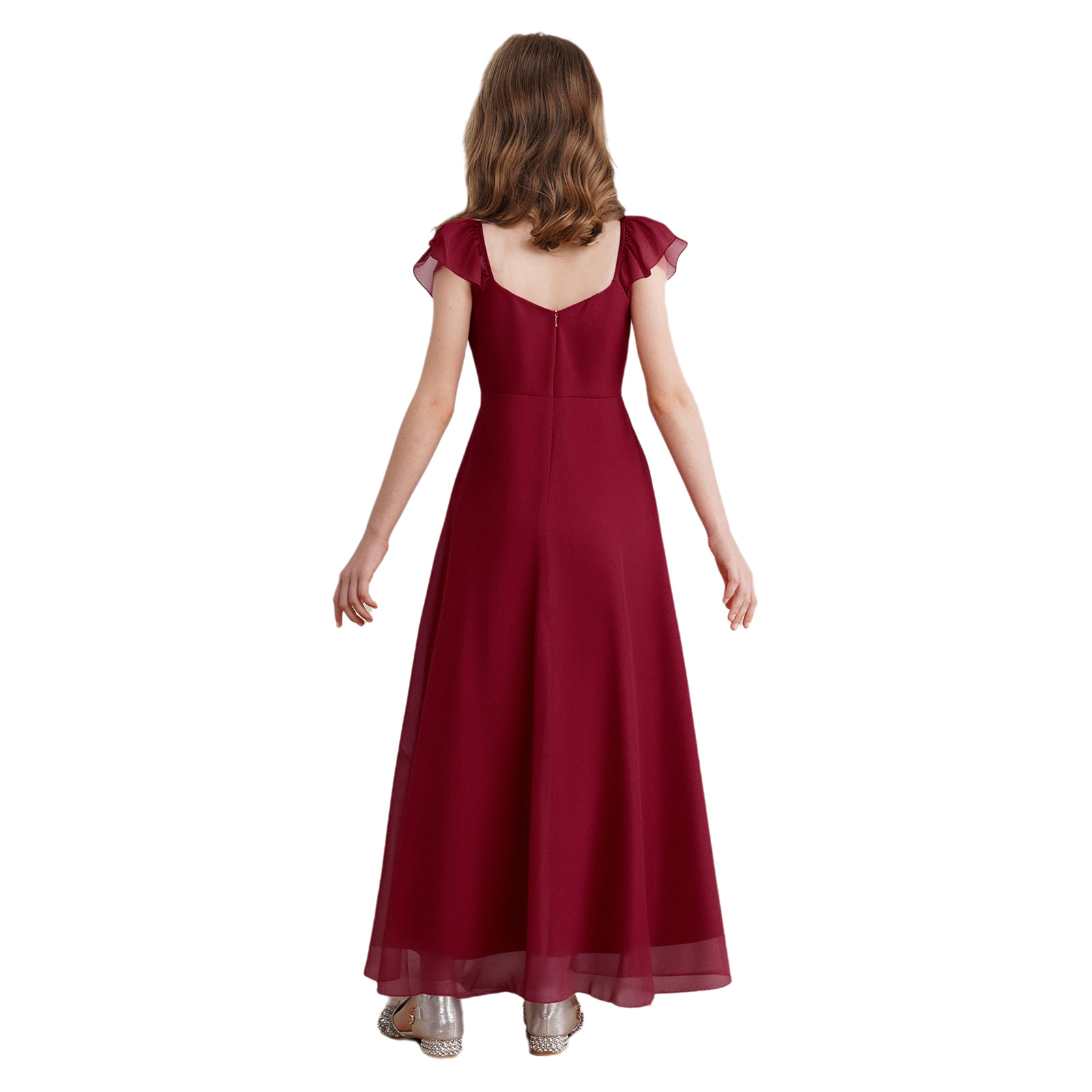Girls Ruffle Sleeve Chiffon A  - Women'S Formal Wear For Girls 评论和价格