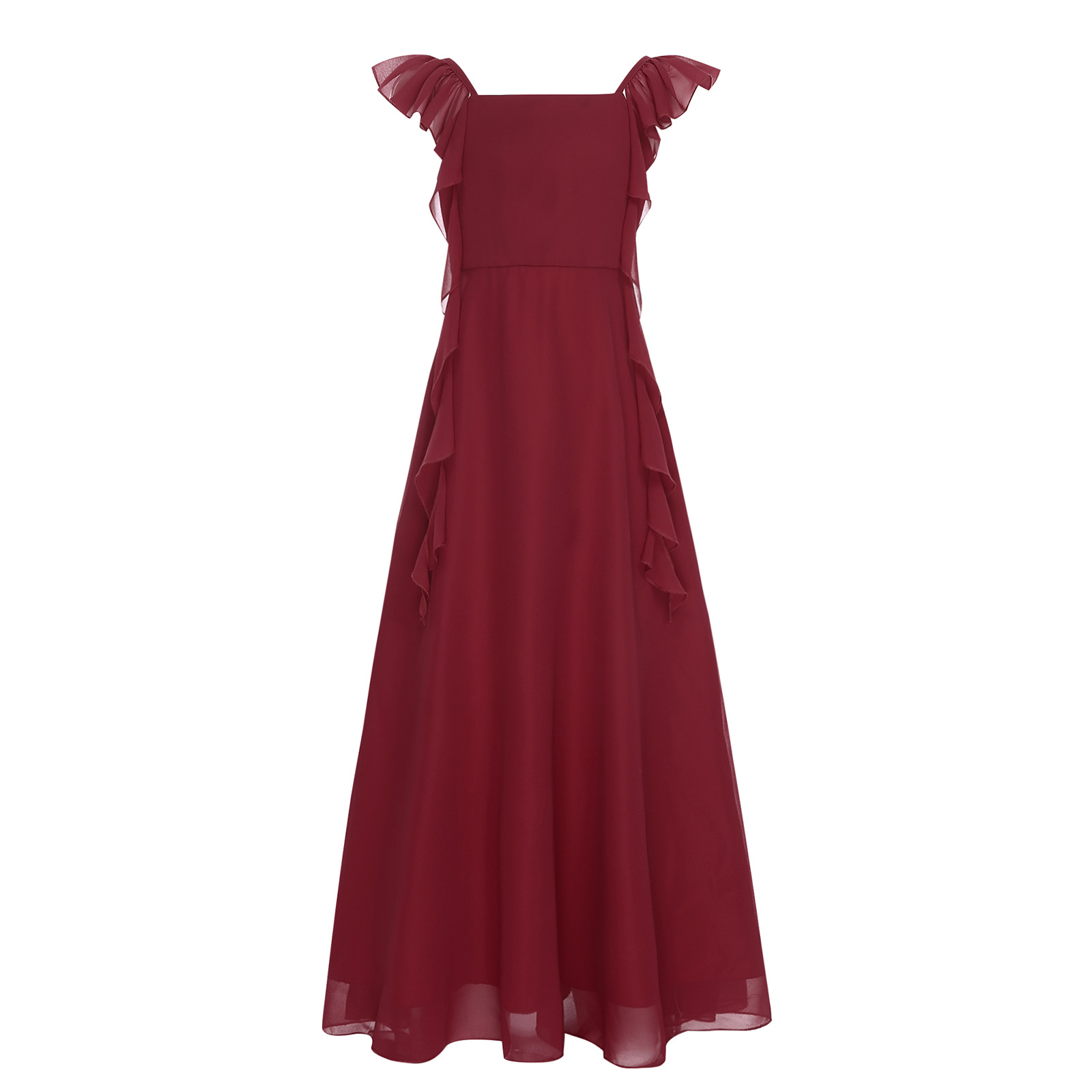 Girls Ruffle Sleeve Chiffon A  - Women'S Formal Wear For Girls 评论和价格