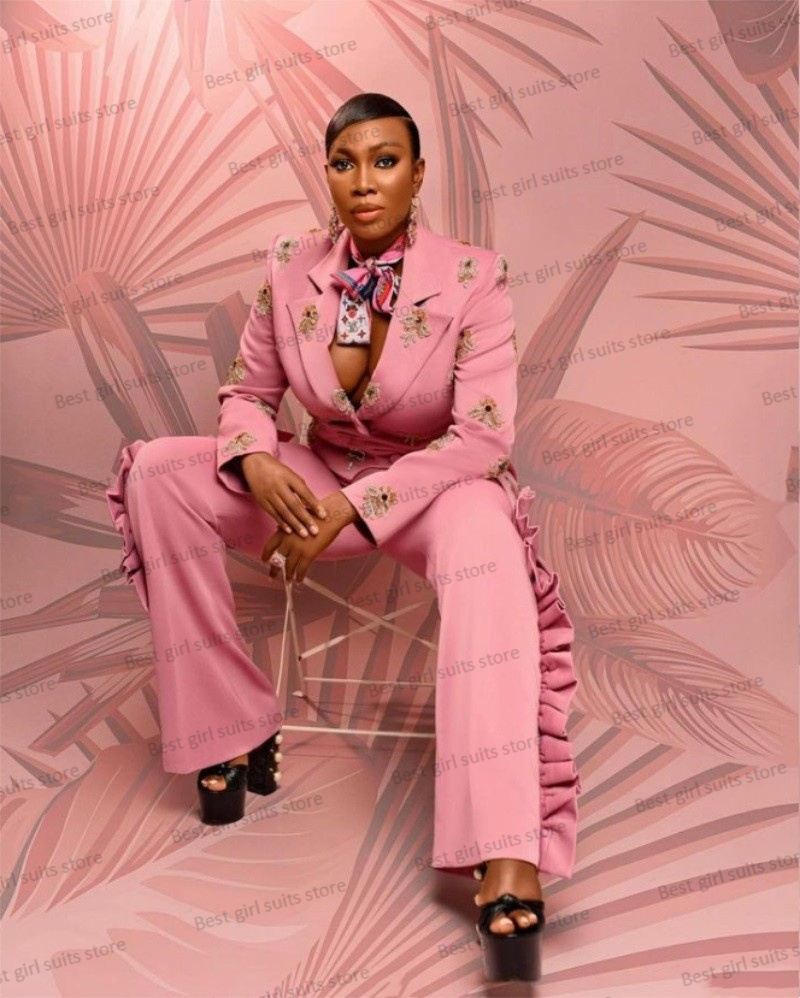 Pink Wedding Women Suit Set Bl - Women Formal Wear With Blazer 评论和价格