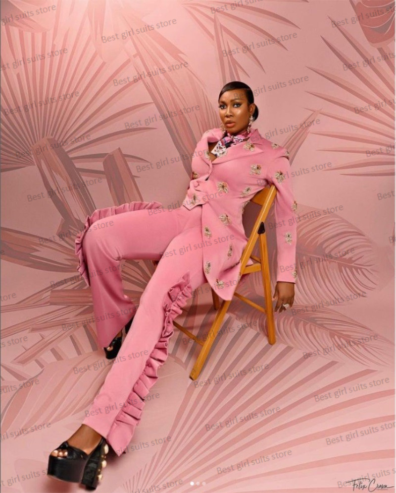 Pink Wedding Women Suit Set Bl - Women Formal Wear With Blazer 评论和价格
