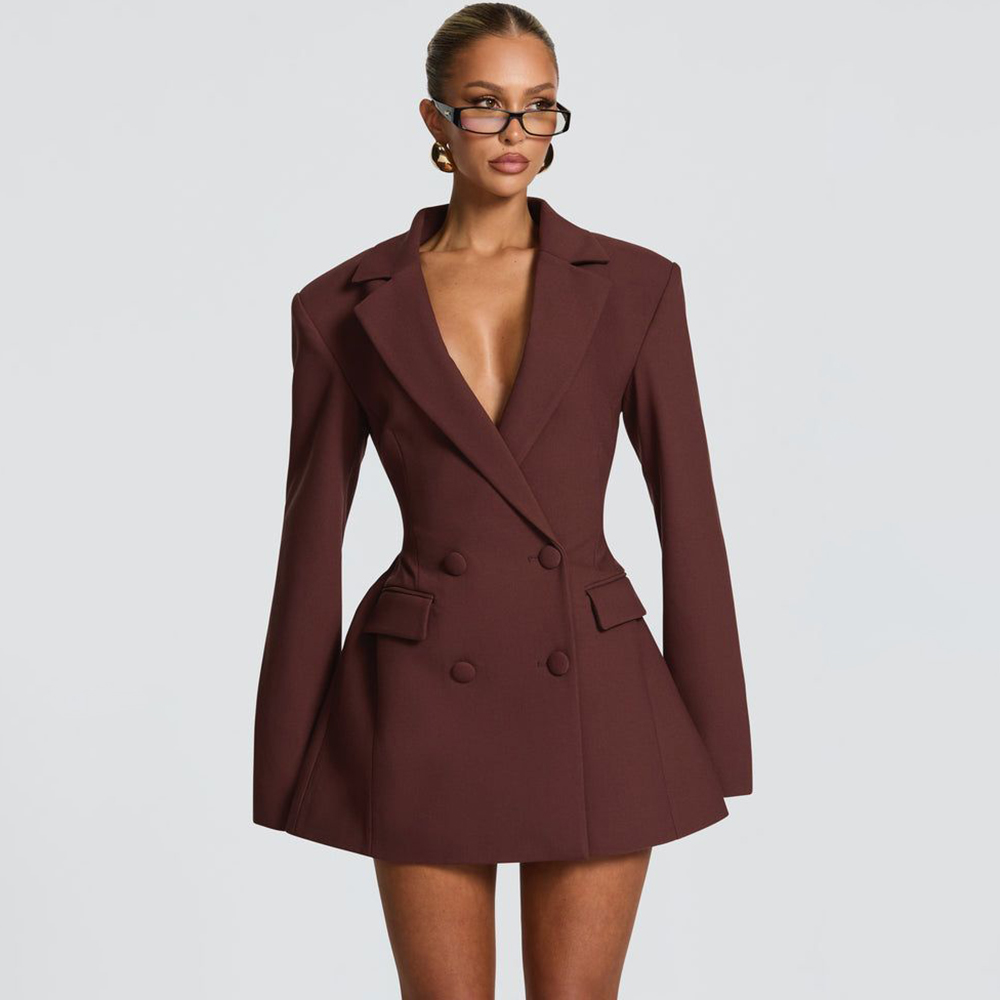 Elegant Women's Brown Flared B - Women'S Formal Jackets To Wear With Dresses 评论和价格