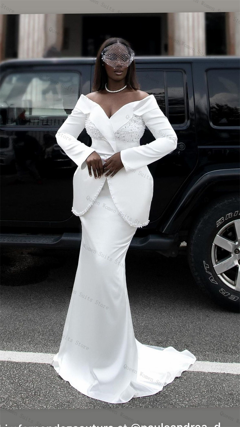 White Pearls Women Suit Skirt  - Women'S Formal Jackets To Wear With Dresses 评论和价格