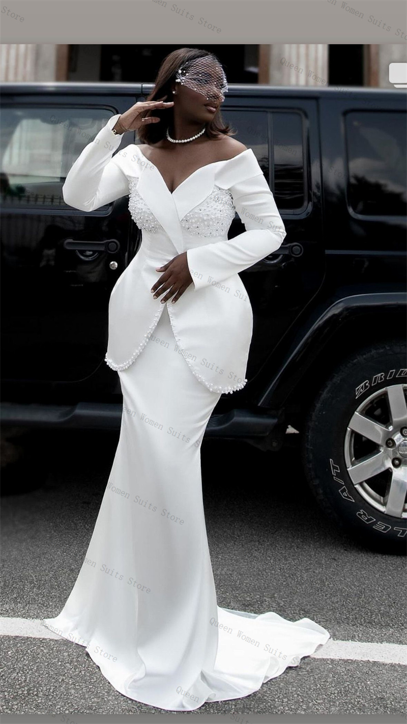 White Pearls Women Suit Skirt  - Women'S Formal Jackets To Wear With Dresses 评论和价格