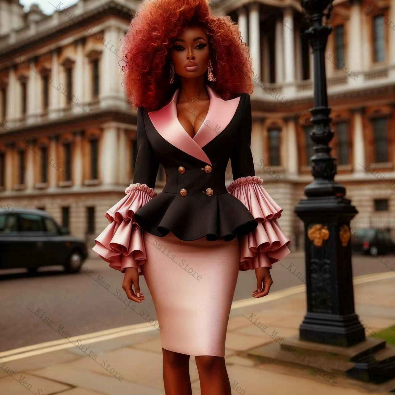 Black Pink Women Suit Set 2 Pc - Women'S Formal Jackets To Wear With Dresses 评论和价格
