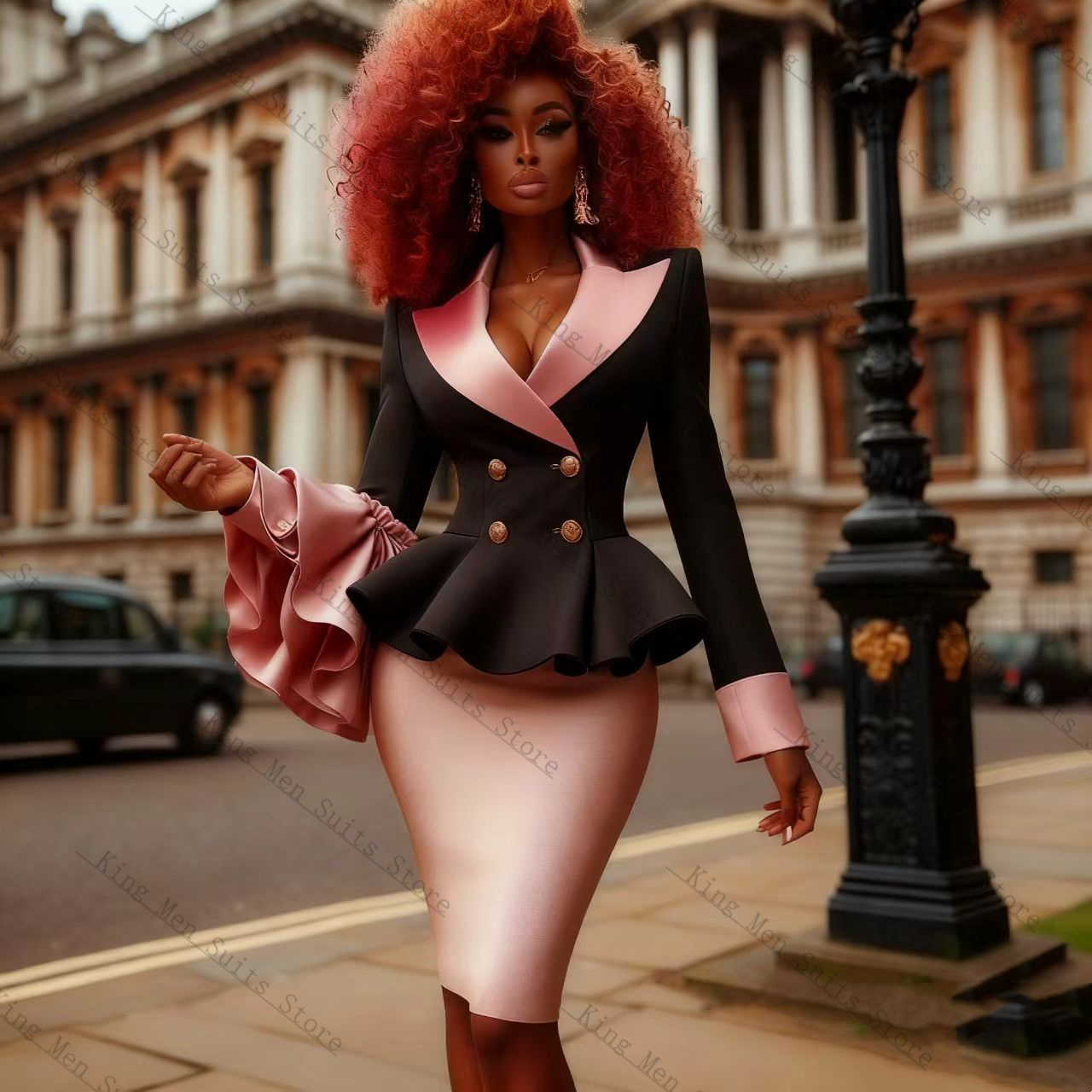 Black Pink Women Suit Set 2 Pc - Women'S Formal Jackets To Wear With Dresses 评论和价格