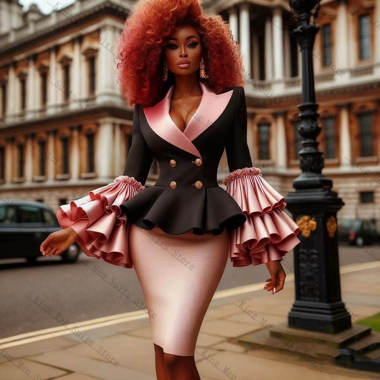 Black Pink Women Suit Set 2 Pc - Women'S Formal Jackets To Wear With Dresses 评论和价格