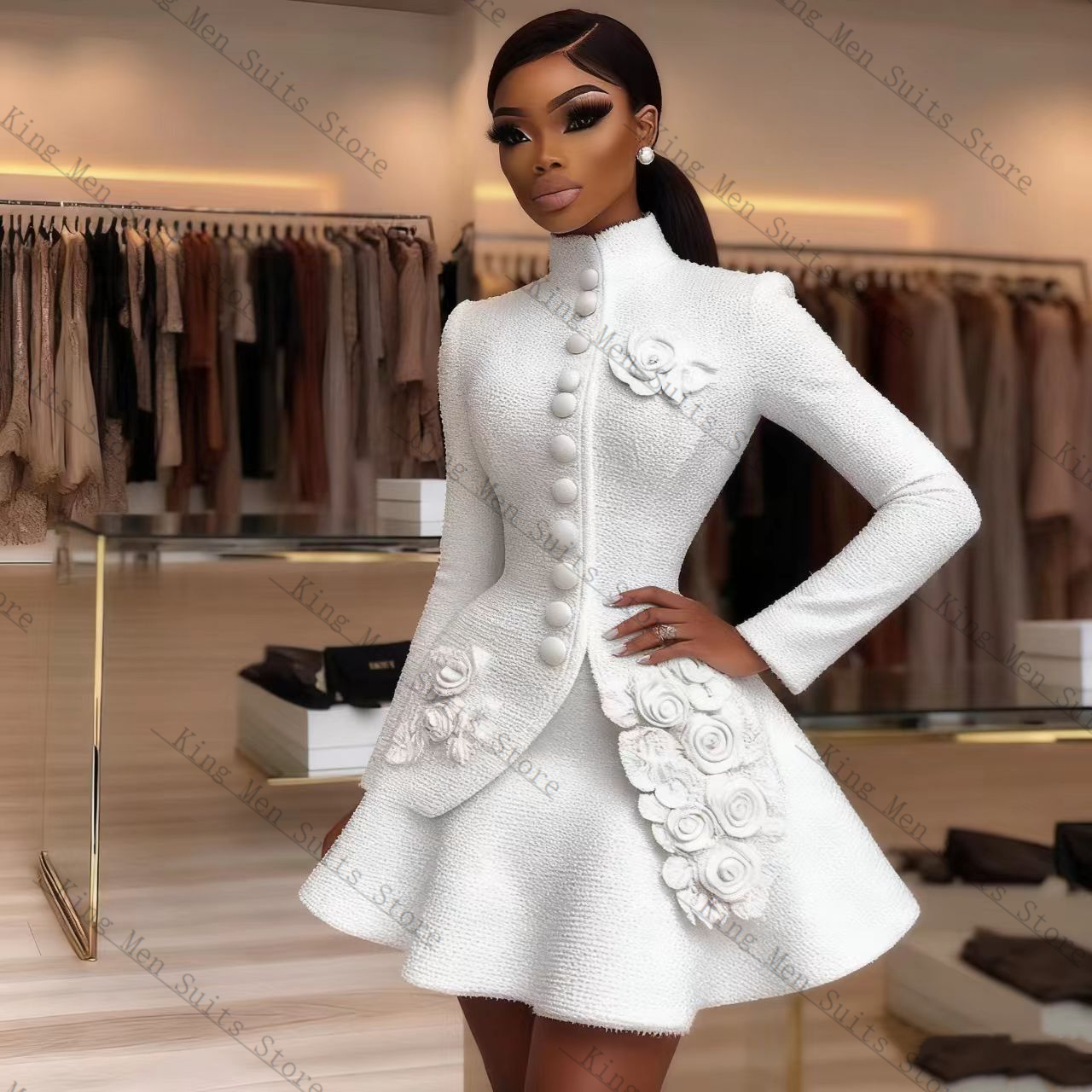 Luxury White Women Suit Set 2  - Women'S Formal Wear Jackets 评论和价格