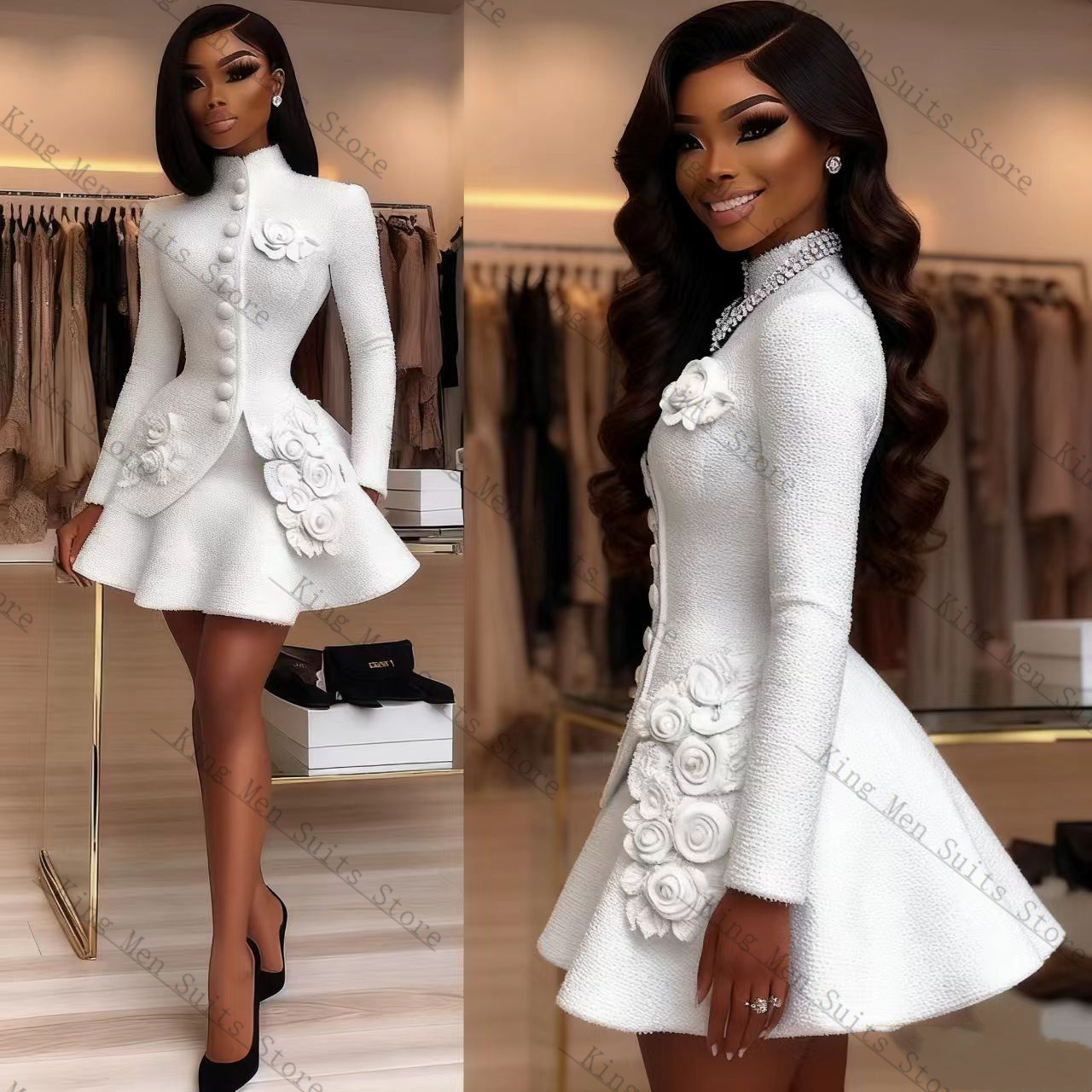 Luxury White Women Suit Set 2  - Women'S Formal Wear Jackets 评论和价格