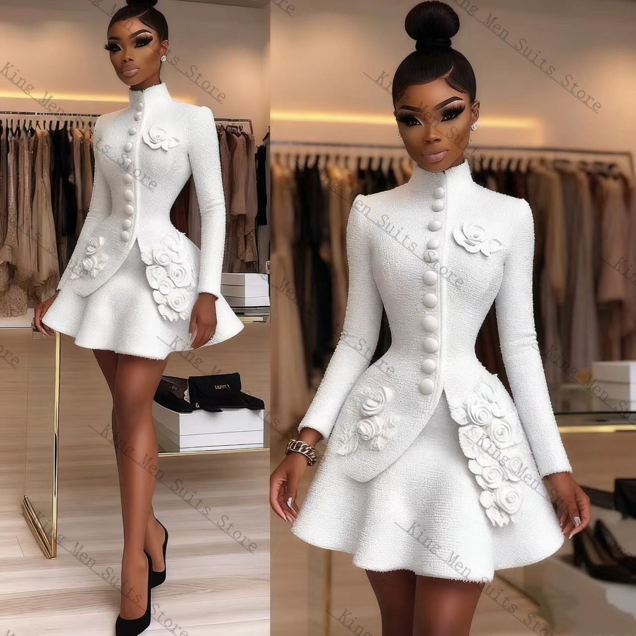 Luxury White Women Suit Set 2  - Women'S Formal Wear Jackets 评论和价格