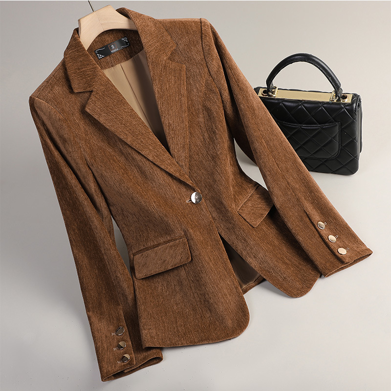 Yellow Gold Velvet Blazer Wome - Women Formal Wear With Blazer 评论和价格