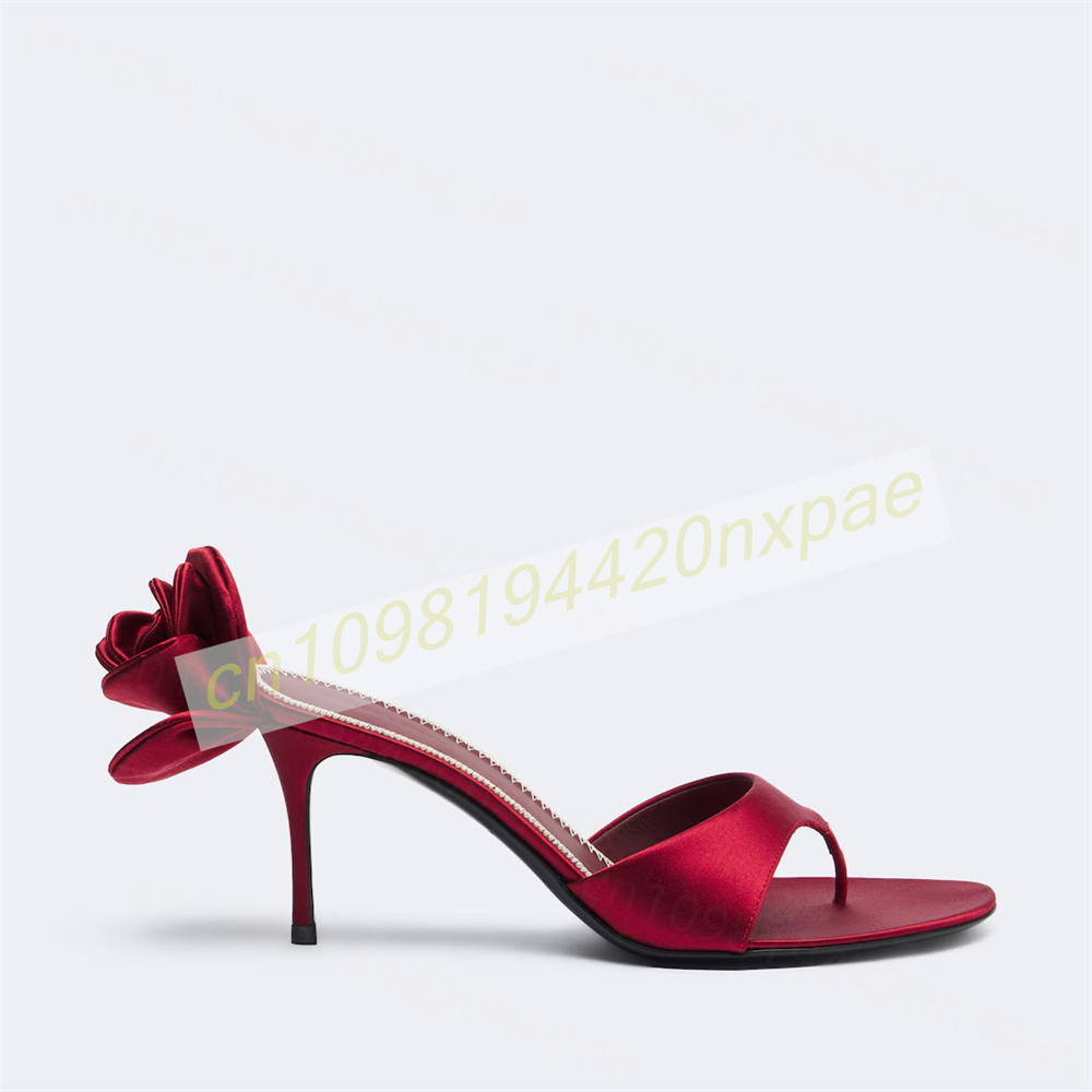 Women Red Satin Thong Mule San - Women Formal Wear For Wedding 评论和价格