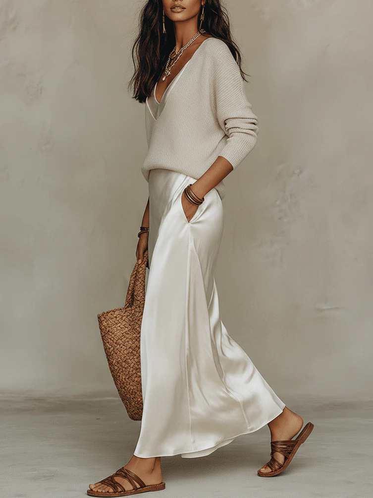 Chic Women's Satin Maxi Dress  - Shift Dress Sleeveless 评论和价格