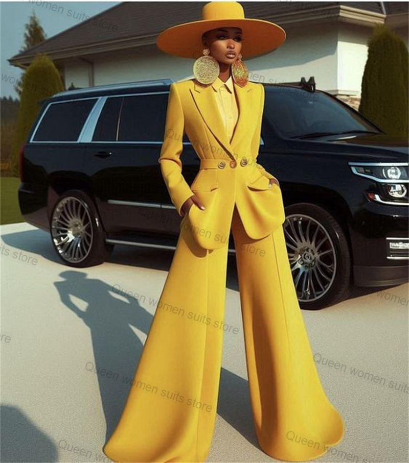 Yellow Cotton Women Suit Set 2 - Women'S Formal Jackets To Wear With Dresses 评论和价格