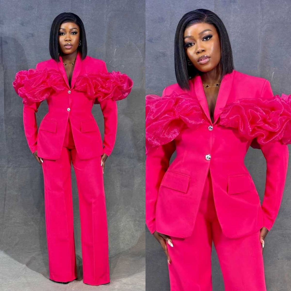 Customized Hot Pink Women Pant - Women'S Formal Jackets To Wear With Dresses 评论和价格